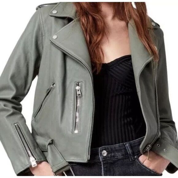New ALLSAINTS Balfern Leather Biker Jacket in  Size US 10/ UK 14 $529 - Picture 3 of 6